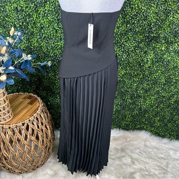 Nwt Commense Solid Pleated Strapless Split Dress - Picture 5 of 9